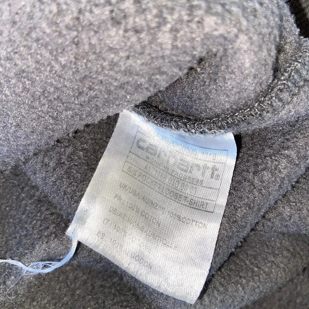 Carhartt WIP Mens L Gray Pullover Hoodie Yellow Sleeve Logo Workwear Hoodie